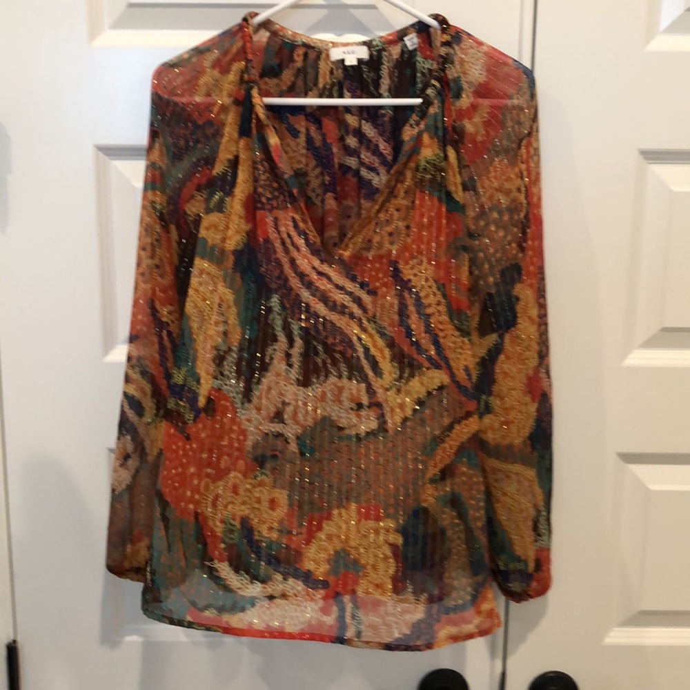 A.L.C. Dana Metallic Striped Top Size 2